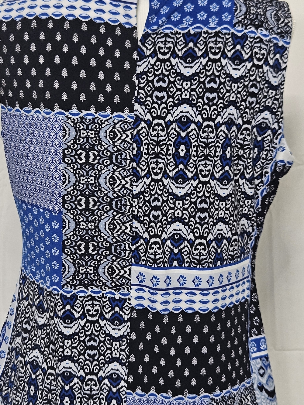 Calvin Klein Blue and Black Patchwork Print Top - Picture 6 of 9
